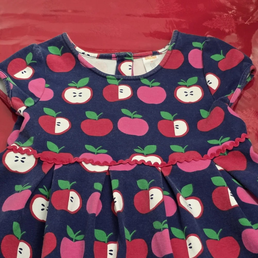 Gymboree Girls Apple Print Peplum Fall Back to School Dress Size 10